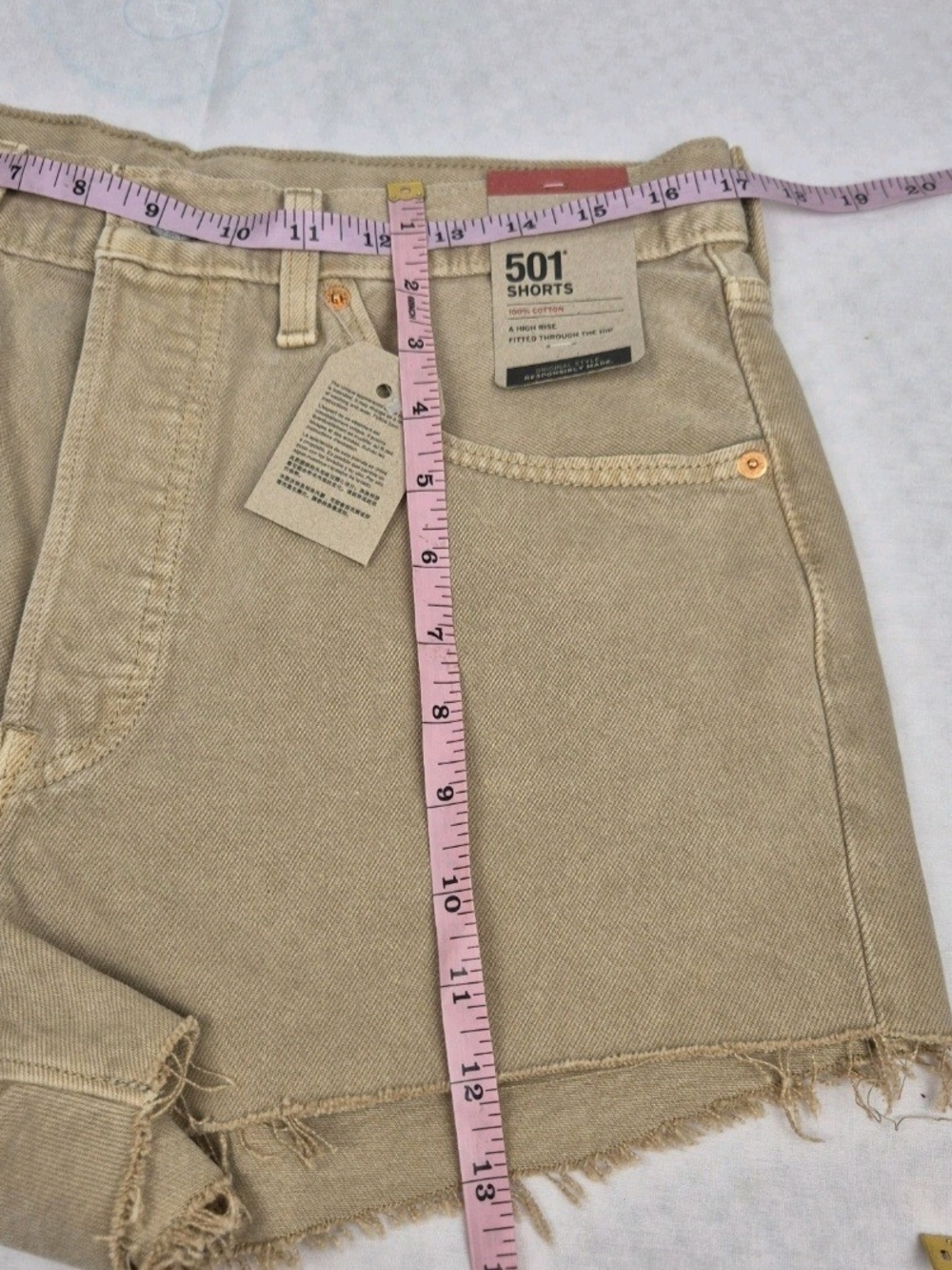 Levi’s 501 Women's Shorts Size 31 High Rise Raw Hem Distressed Light Brown 54 - Picture 9 of 10